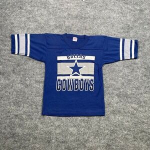 Vintage Dallas Cowboys Youth T‎ Shirt Blue Gray Star Logo Garan Size M 10-12